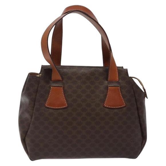 CELINE Macadam Canvas Hand Bag Pvc Leather Brown Gold - Picture 2 of 12